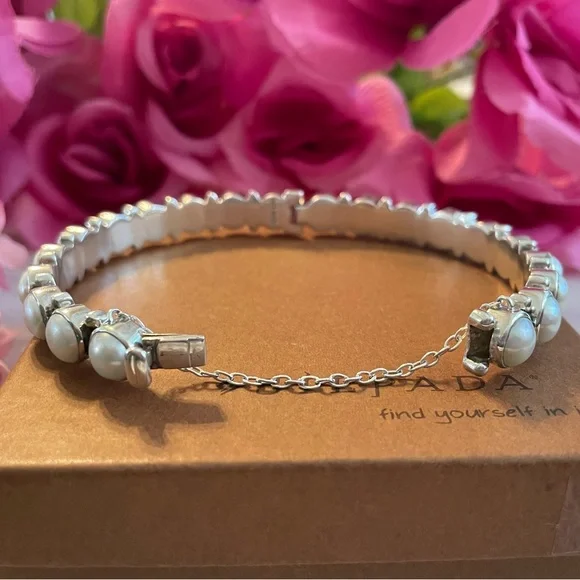 Silpada Pearl SUNKEN TREASURE Bangle Hinged Clasp Bracelet B2909 - Picture 16 of 17